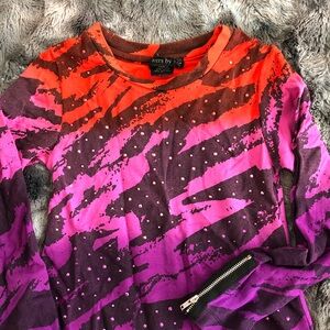 Vibrant Ombre Zebra Print Long Sleeve Girls Dress